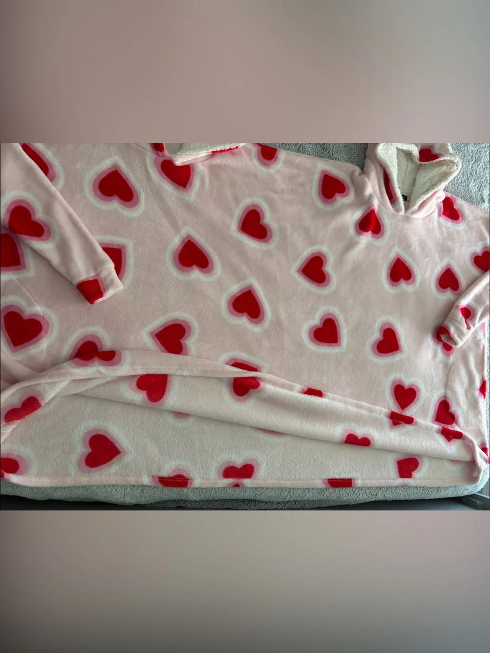 Pink Heart Plush “Twosie” Two Person Hooded Blanket